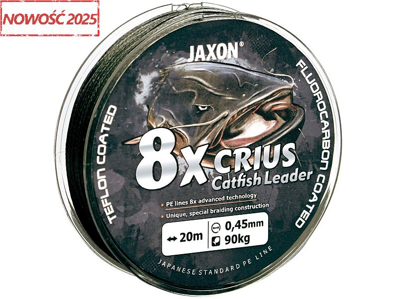 50653_0 Plecionka JAXON CRIUS 8X CatFish Leader Black 20m 0.45mm 90kg